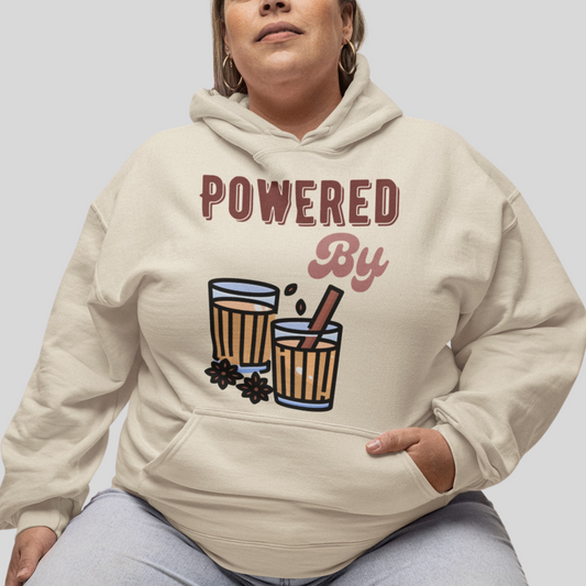 Powered by Chai Hoodie - Unisex Cozy Hooded Sweatshirt for Indian Tea Lovers