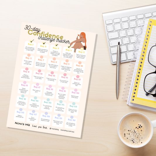 Free 30-Day Confidence Challenge Tracker PDF – Self-Love & Personal Growth Journal