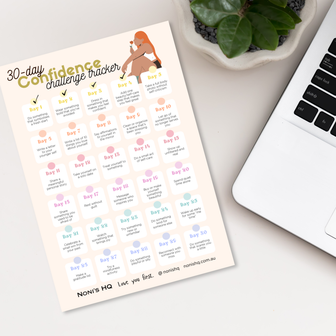 Free 30-Day Confidence Challenge Tracker PDF – Self-Love & Personal Growth Journal
